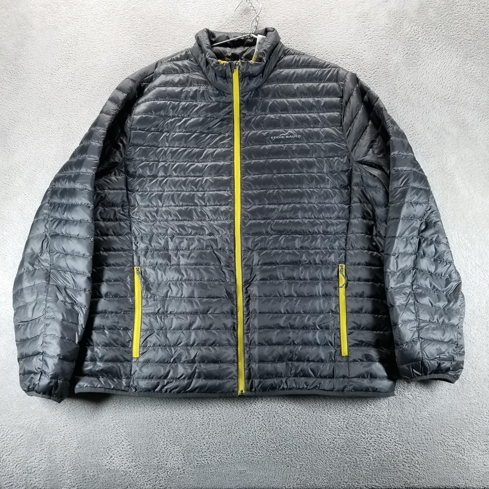 Eddie Bauer Jacket Mens 2XL‎ Gray EB650 Down Puffer Lightweight Zip Outdoor